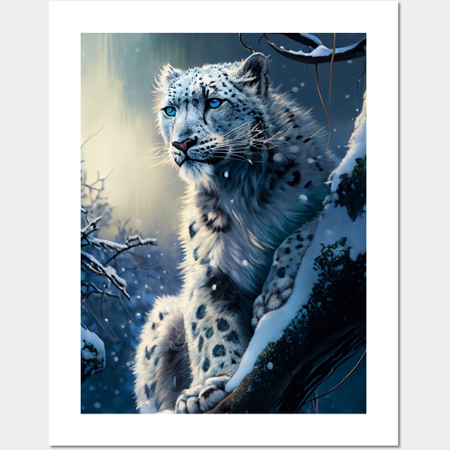 Patient Predator - Snow Leopard Wall Art by mcmtshirts